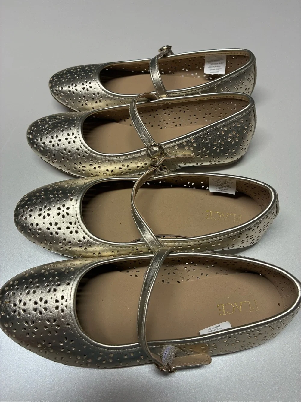 Girls Metallic Perforated Ballet Flats size 4 bundle